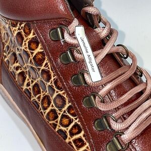 Belvedere Lucio Y32 Brown Caramel Alligator Leather‎ High Top Sneakers Men 12